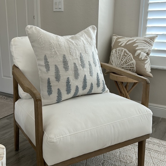 Serena & Lily Accents Serena And Lily Embroidered Coastal Blue Leaf